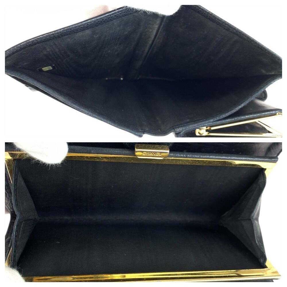 CHANEL Vintage Black Leather Logo Wallet - Picture 7 of 10
